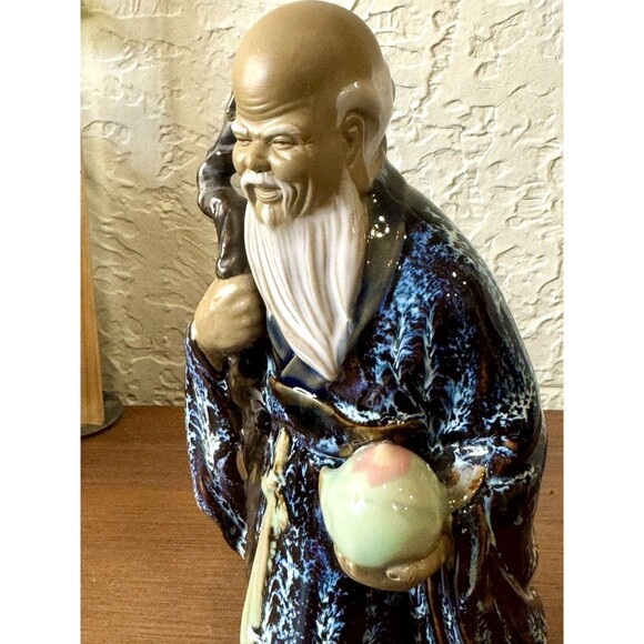 Vintage Wanjiang Wucai Porcelain Pottery Immortal God Longevity Mud Men - Picture 9 of 10